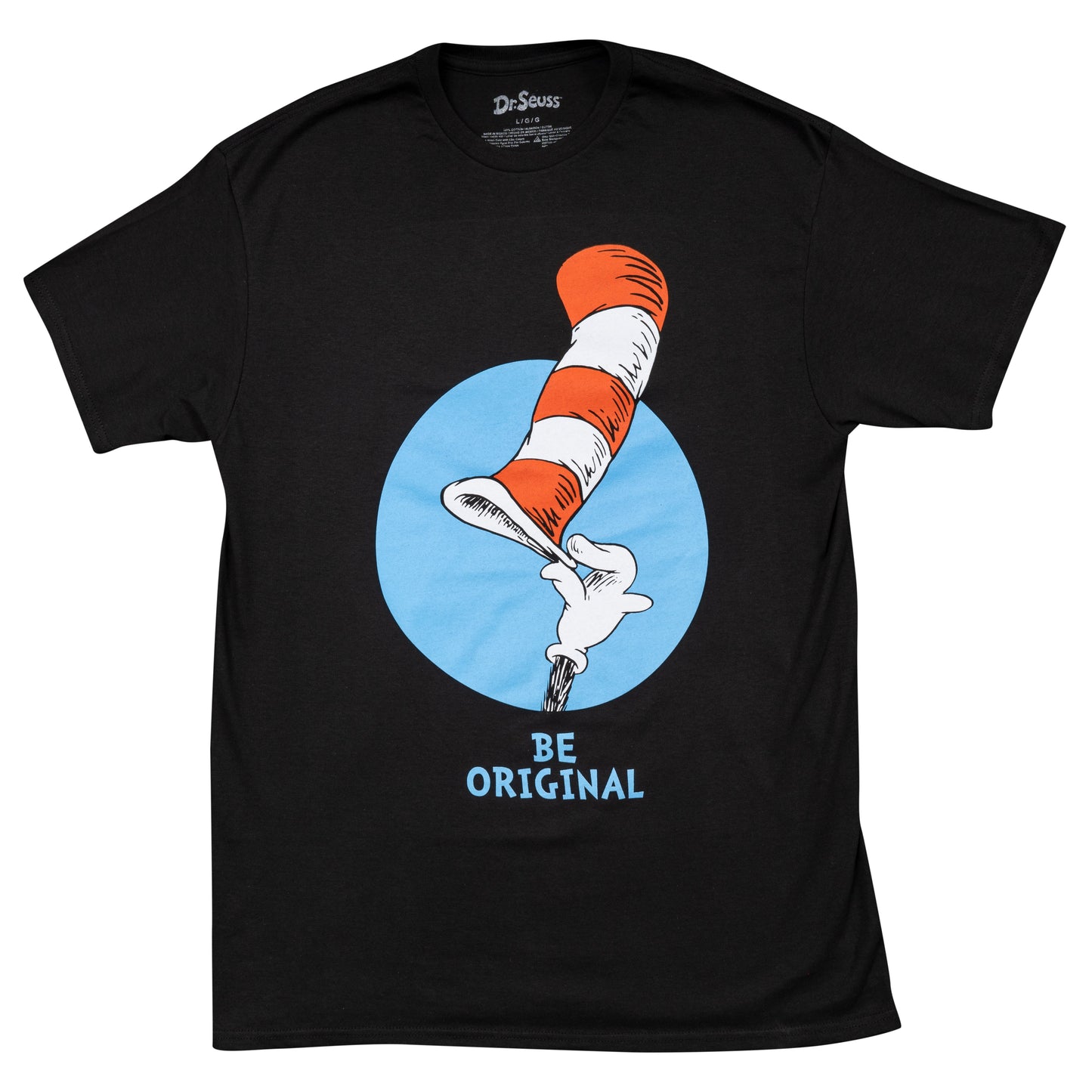 Dr Seuss Be Original Tip Hat Adult Short Sleeves Black T Shirt