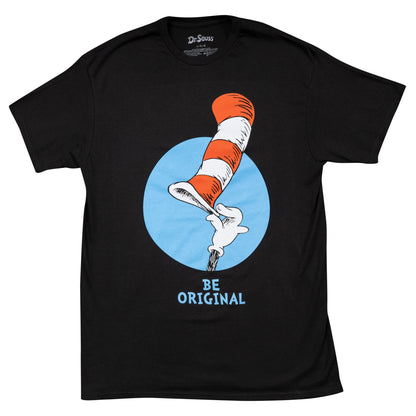 Dr Seuss Be Original Tip Hat Adult Short Sleeves Black T Shirt