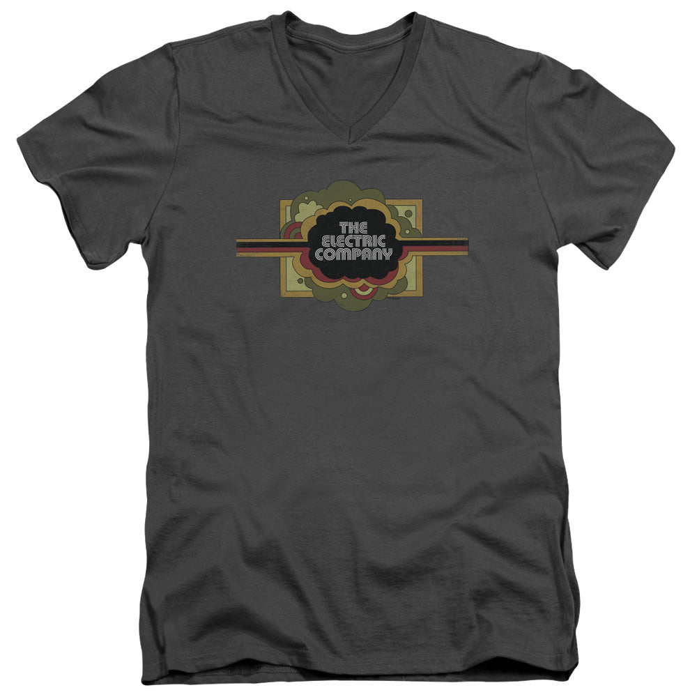 Electric Company Logo Mens Slim Fit V Neck T Shirt Charcoal