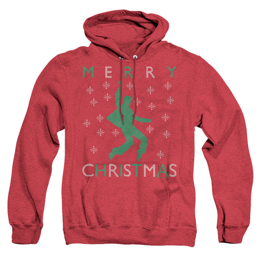 Elvis Dancing Ugly Christmas Heather Mens Hoodie Red