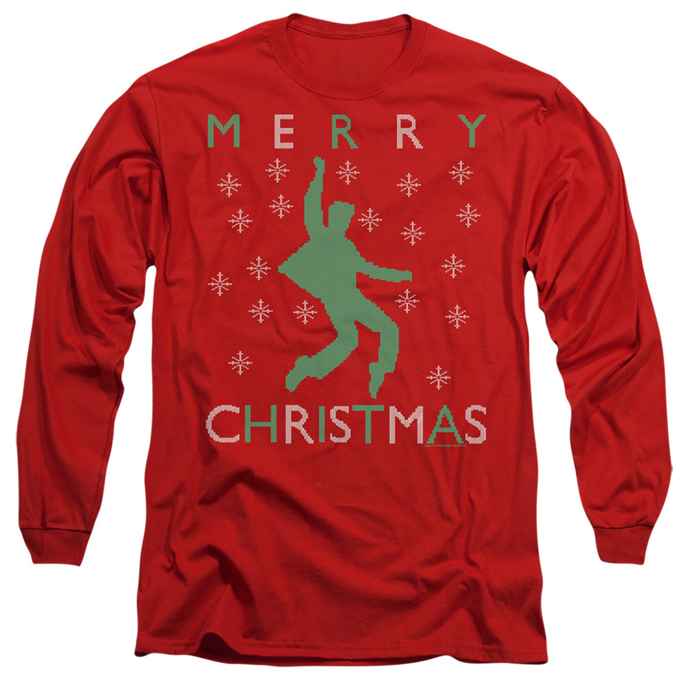 Elvis Dancing Ugly Christmas Mens Long Sleeve Shirt Red Officially Licensed