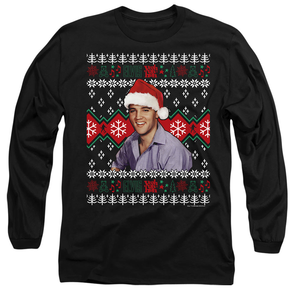 Elvis Ugly Christmas Sweater Mens Long Sleeve Shirt Black Officially Licensed