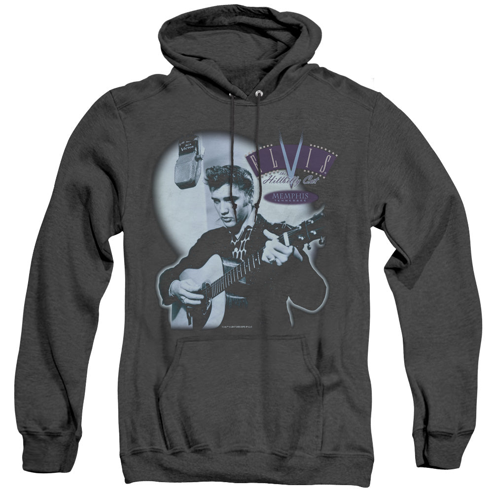 Elvis Presley Hillbilly Cat Heather Mens Hoodie Black