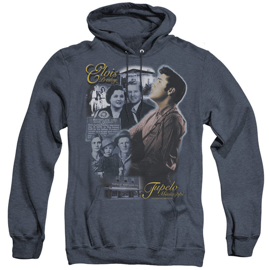 Elvis Presley Tupelo Heather Mens Hoodie Navy