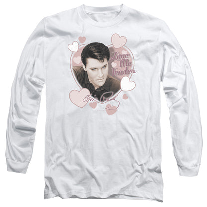 Elvis Presley Love Me Tender Mens Long Sleeve Shirt White Officially Licensed