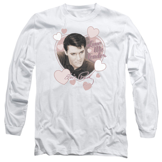 Elvis Presley Love Me Tender Mens Long Sleeve Shirt White Officially Licensed