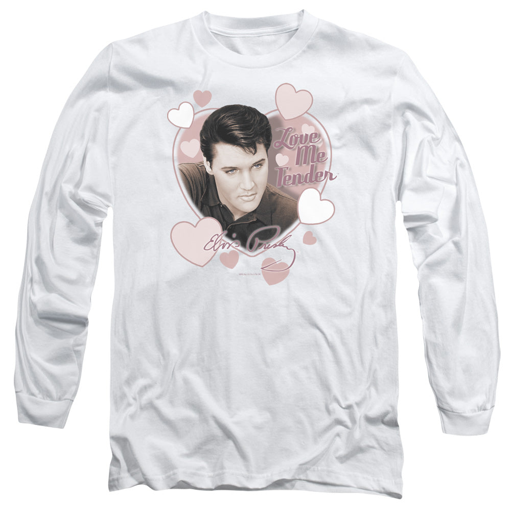Elvis Presley Love Me Tender Mens Long Sleeve Shirt White