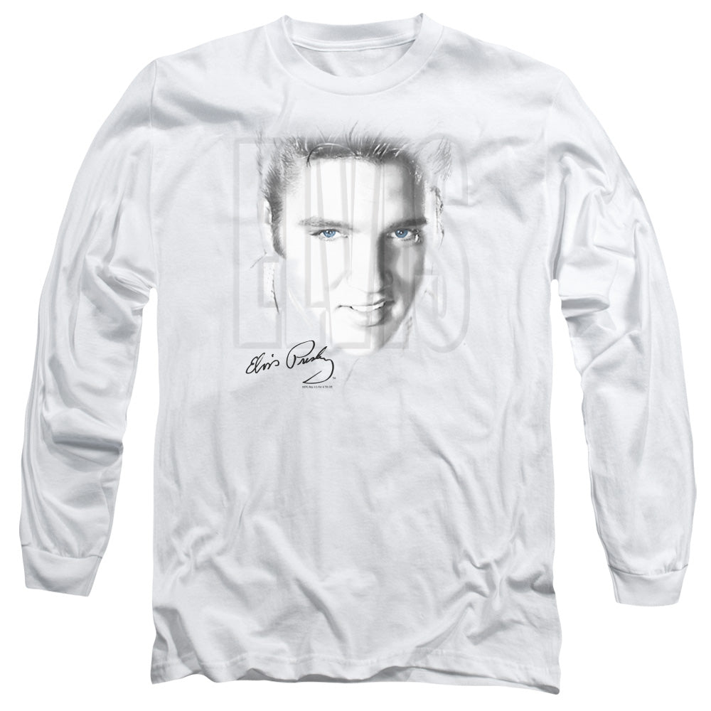 Elvis Presley Blue Eyes Mens Long Sleeve Shirt White