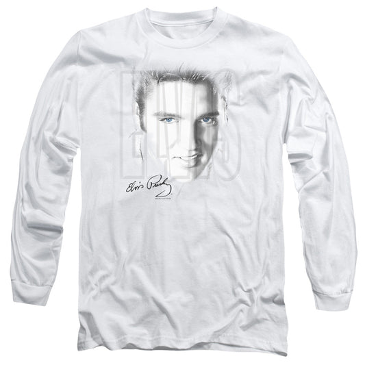 Elvis Presley Blue Eyes Mens Long Sleeve Shirt White