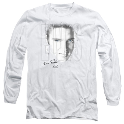Elvis Presley Blue Eyes Mens Long Sleeve Shirt White Officially Licensed