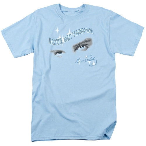 Elvis Presley Tender Eyes Mens T Shirt Light Blue