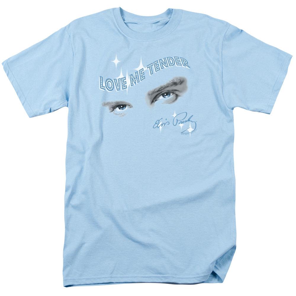 Elvis Presley Tender Eyes Mens T Shirt Light Blue