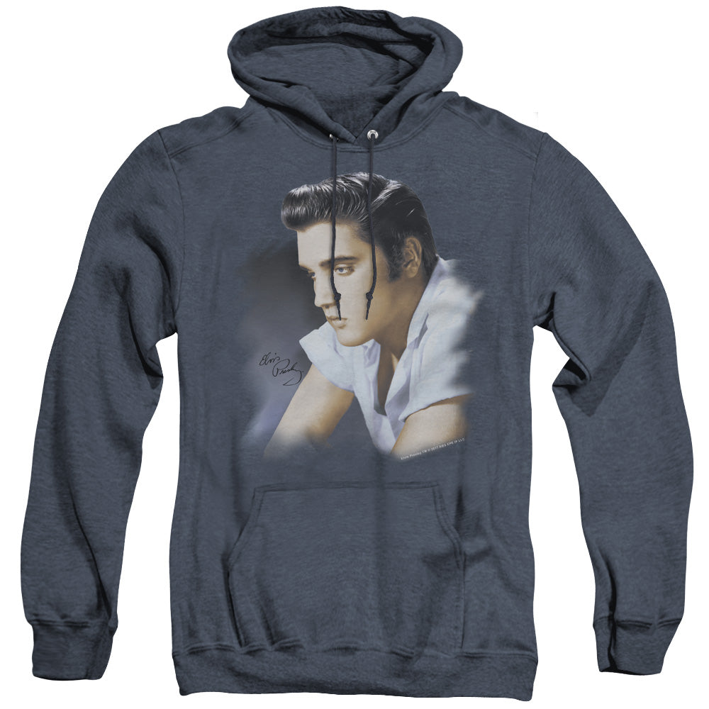 Elvis Presley Blue Profile Heather Mens Hoodie Navy