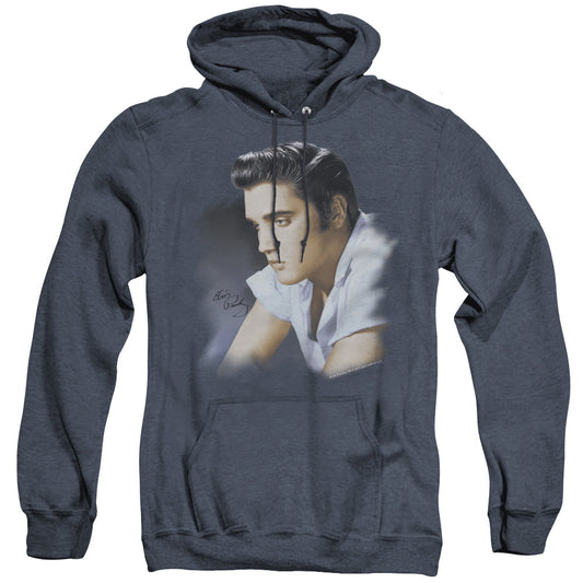 Elvis Presley Blue Profile Heather Mens Hoodie Navy Blue