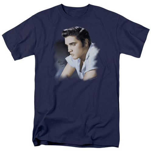 Elvis Presley Blue Profile Mens T Shirt Navy Blue