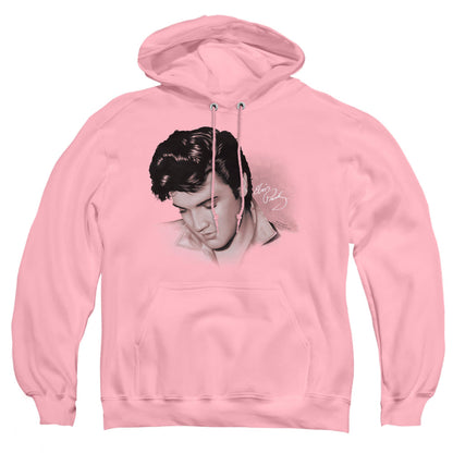 Elvis Presley Looking Down Mens Hoodie Pink