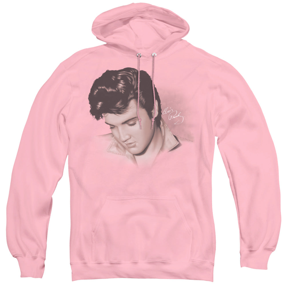 Elvis Presley Looking Down Mens Hoodie Pink