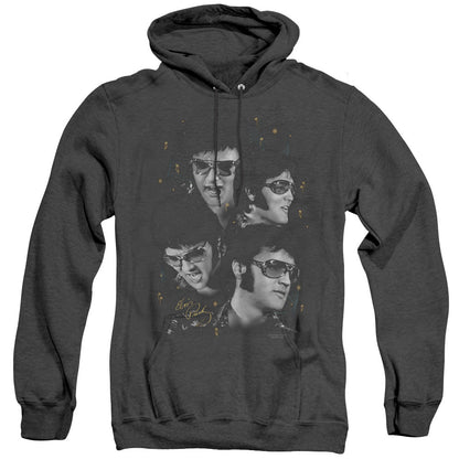 Elvis Presley Faces Heather Mens Hoodie Black
