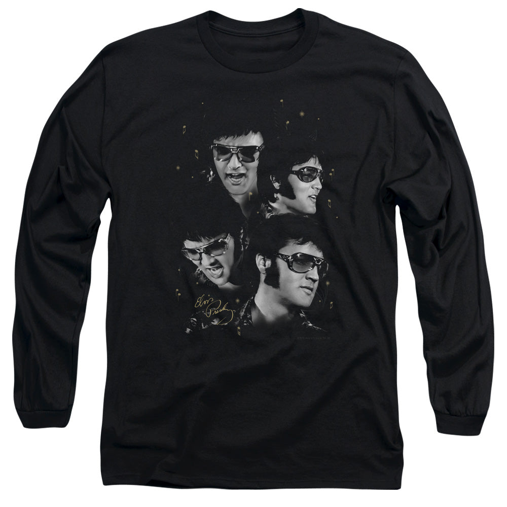 Elvis Presley Faces Mens Long Sleeve Shirt Black Officially Licensed