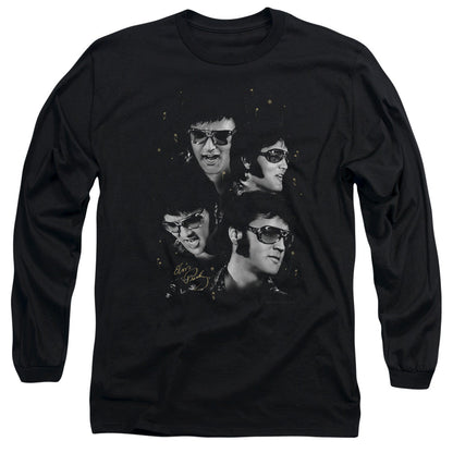 Elvis Presley Faces Mens Long Sleeve Shirt Black
