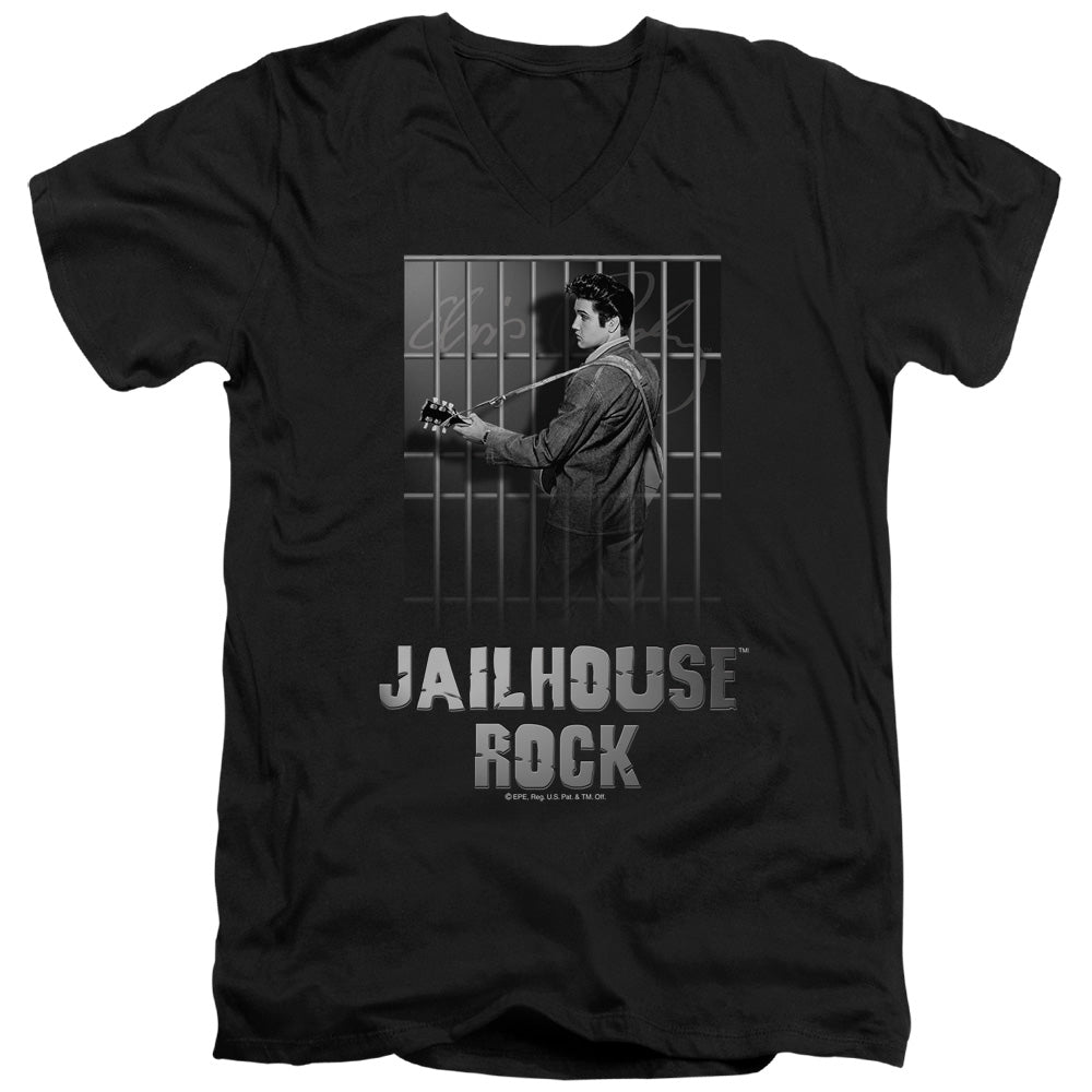 Elvis Presley Jailhouse Rock Mens Slim Fit V-Neck T Shirt Black