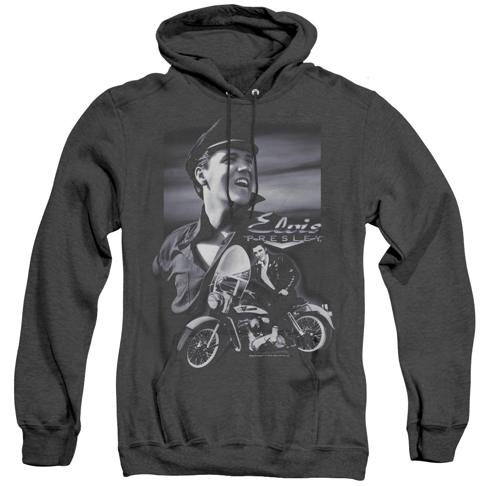 Elvis Presley Motorcycle Heather Mens Hoodie Black