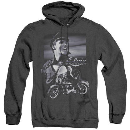 Elvis Presley Motorcycle Heather Mens Hoodie Black