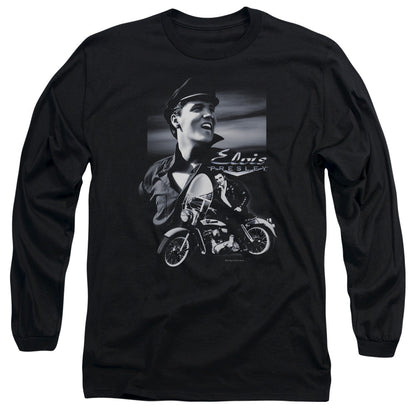 Elvis Presley Motorcycle Mens Long Sleeve Shirt Black Officially Licensed