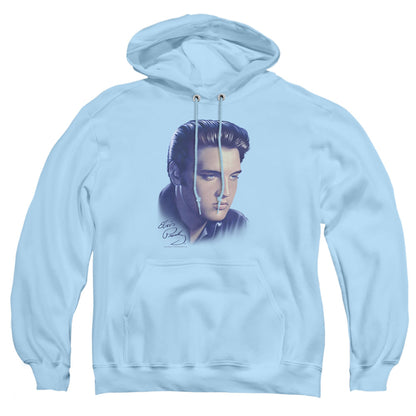 Elvis Presley Big Portrait Mens Hoodie Light Blue
