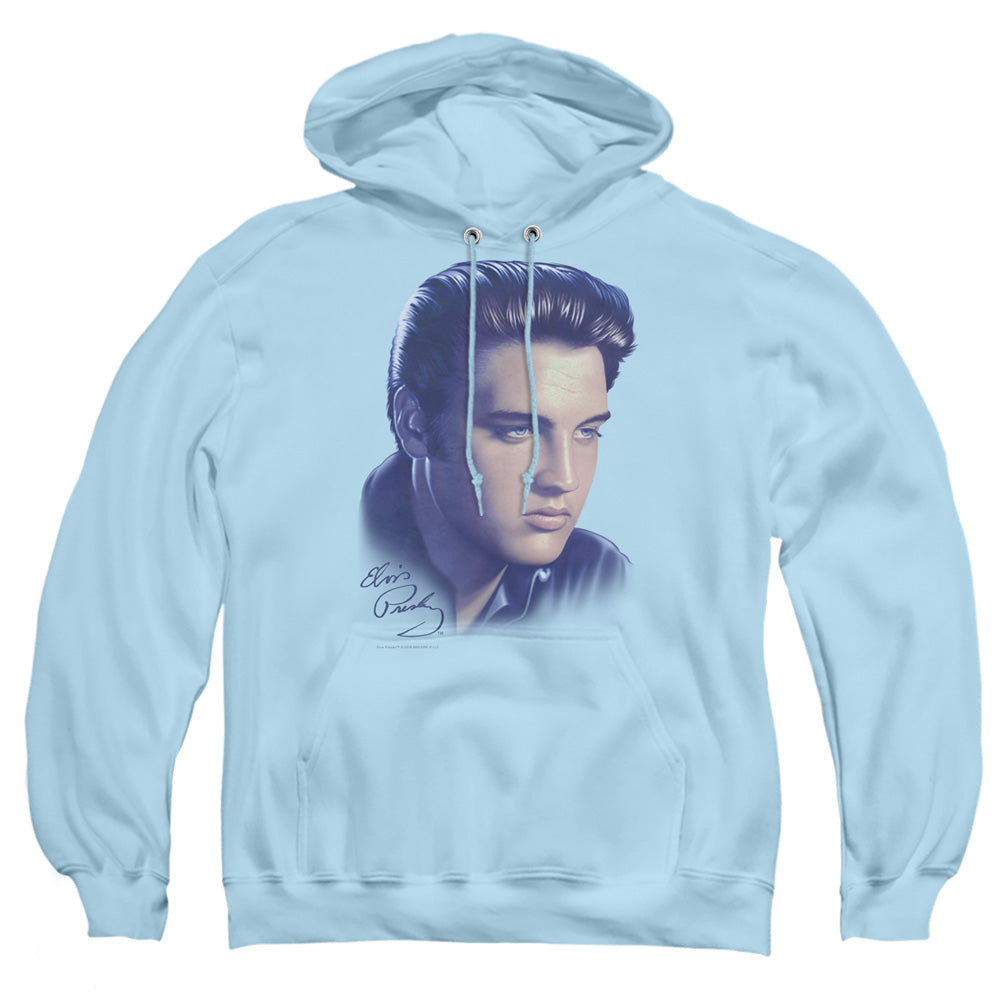 Elvis Presley Big Portrait Mens Hoodie Light Blue