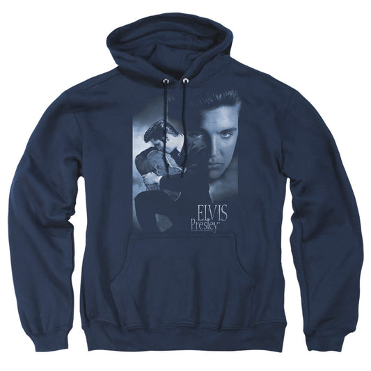 Elvis Presley Reverent Mens Hoodie Navy