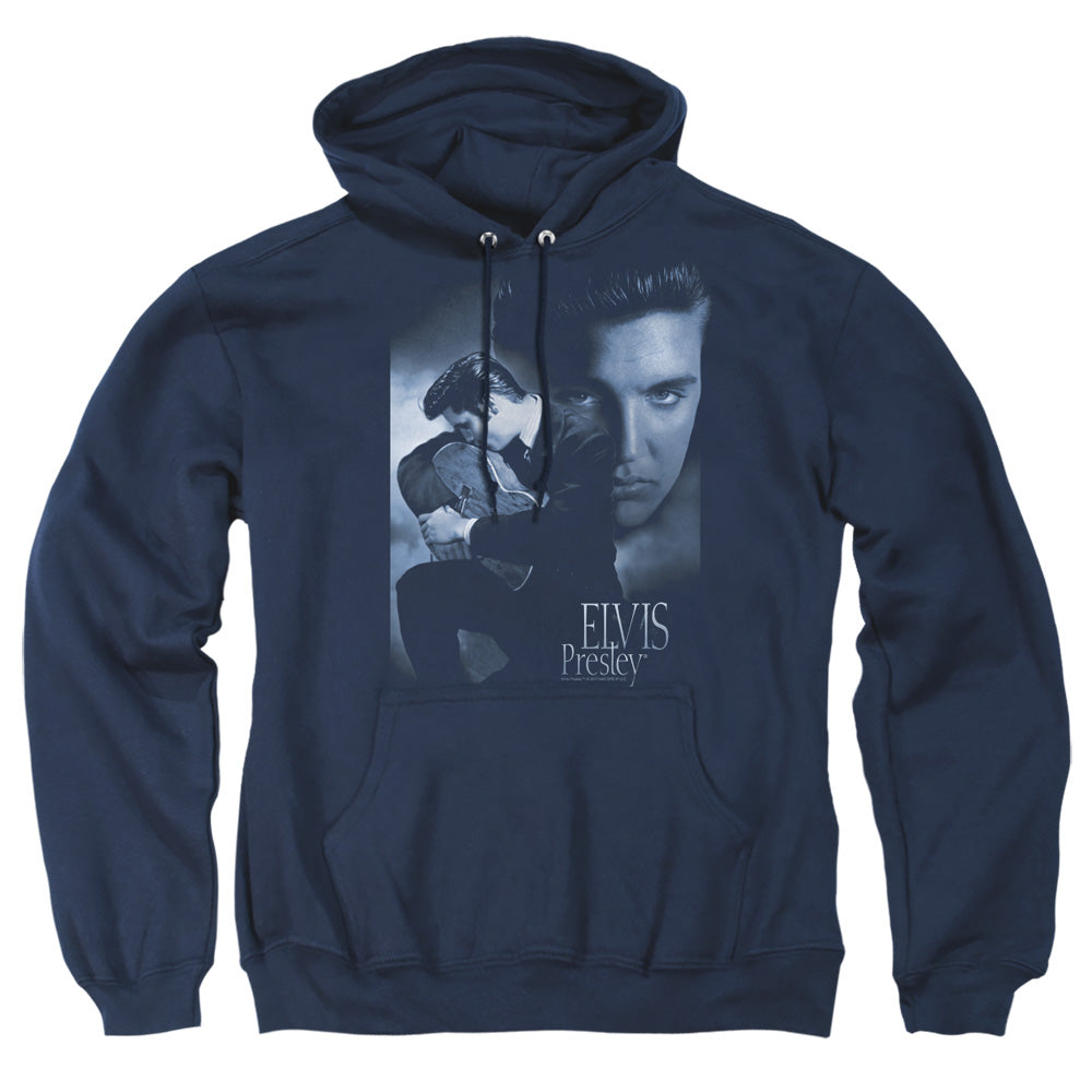 Elvis Presley Reverent Mens Hoodie Navy