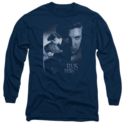 Elvis Presley Reverent Mens Long Sleeve Shirt Navy Officially Licensed