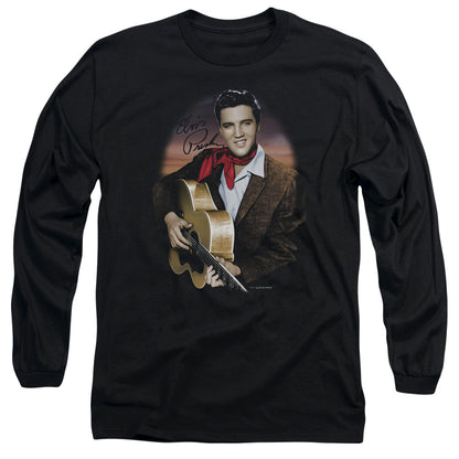 Elvis Presley Red Scarf #2 Mens Long Sleeve Shirt Black Officially Licensed