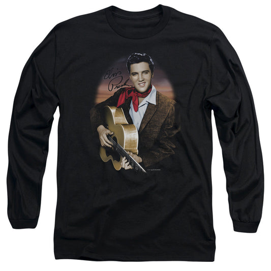 Elvis Presley Red Scarf #2 Mens Long Sleeve Shirt Black Officially Licensed