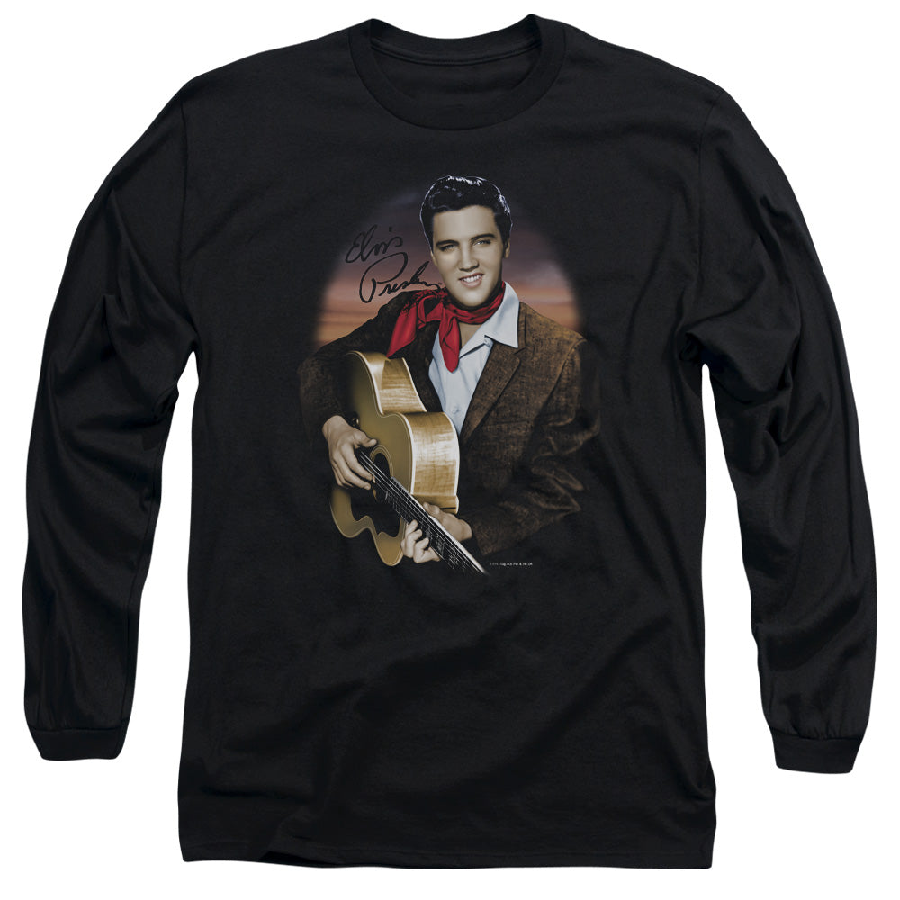 Elvis Presley Red Scarf #2 Mens Long Sleeve Shirt Black