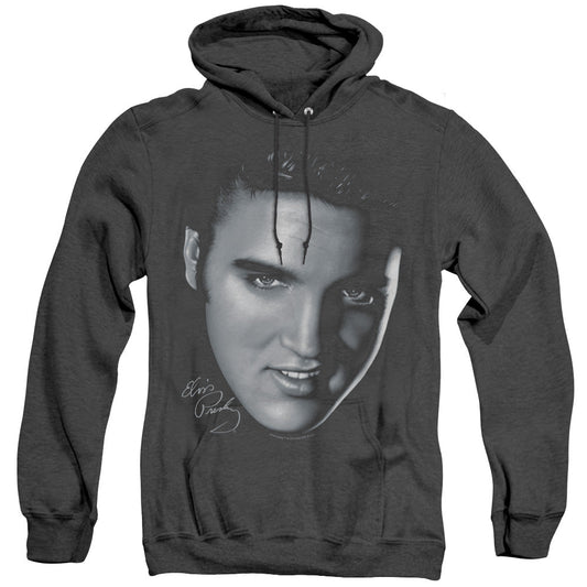 Elvis Presley Big Face Heather Mens Hoodie Black