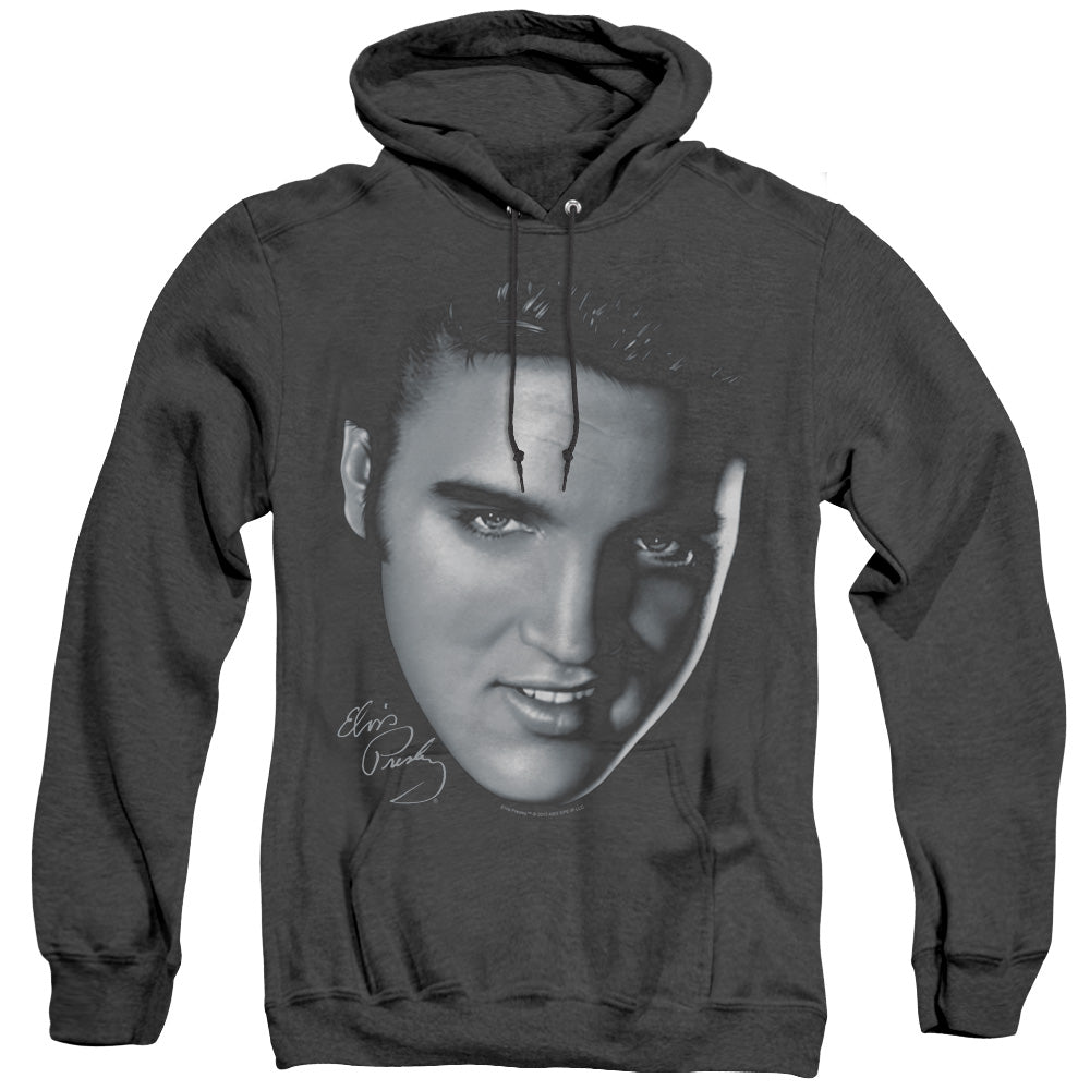 Elvis Presley Big Face Heather Mens Hoodie Black