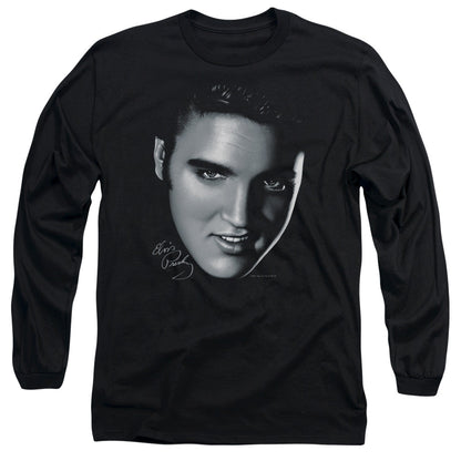 Elvis Presley Big Face Mens Long Sleeve Shirt Black Officially Licensed