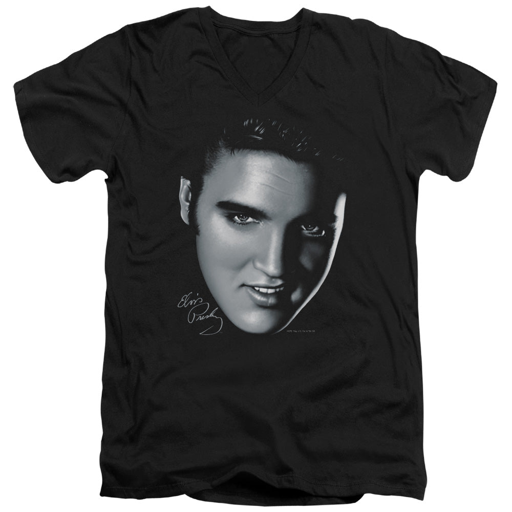 Elvis Presley Big Face Mens Slim Fit V-Neck T Shirt Black
