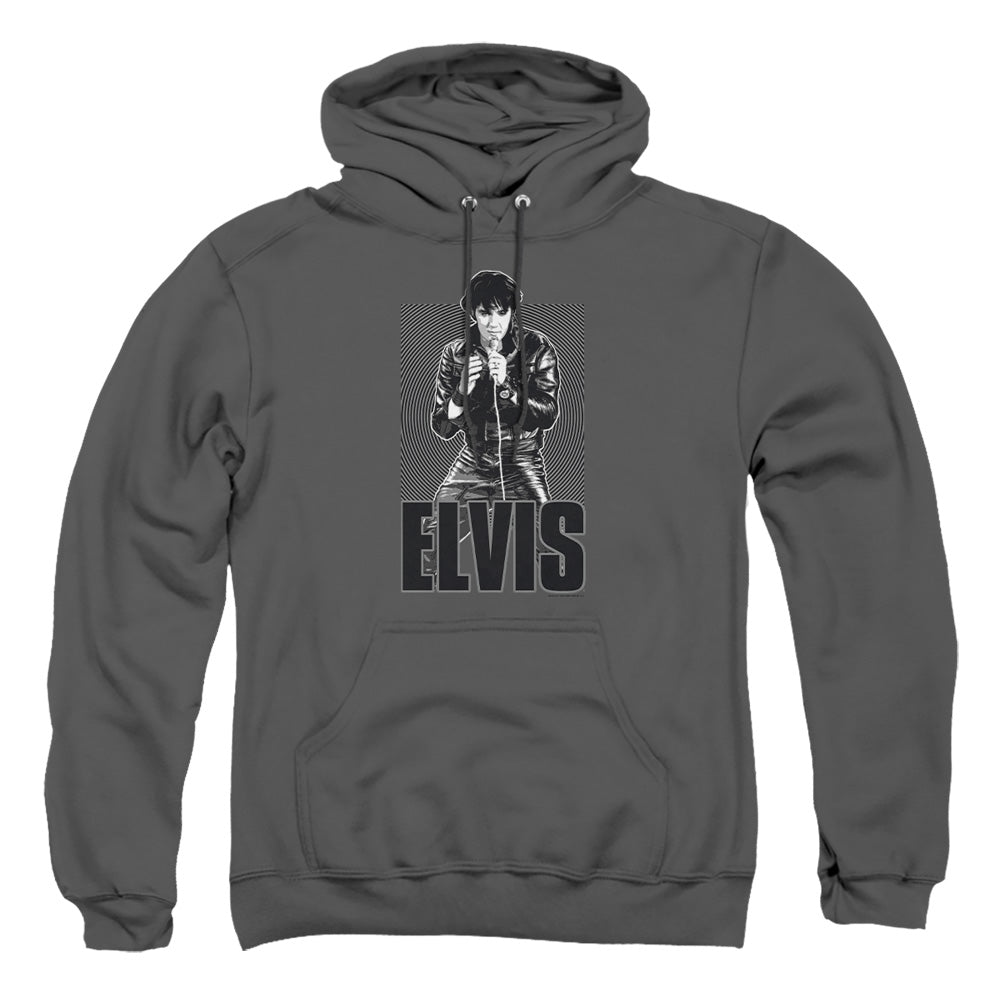 Elvis Presley Leather Mens Hoodie Charcoal