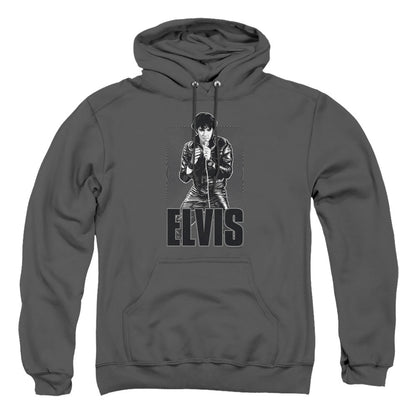 Elvis Presley Leather Mens Hoodie Charcoal