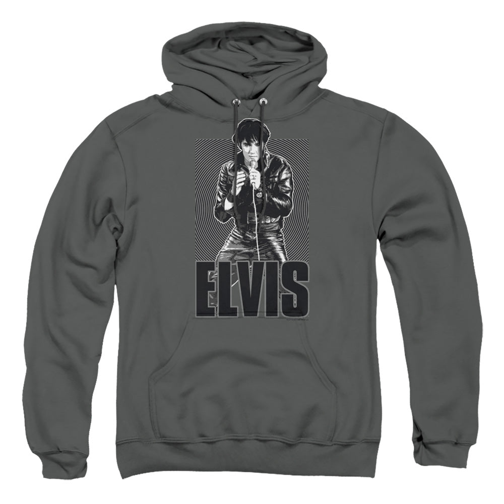 Elvis Presley Leather Mens Hoodie Charcoal