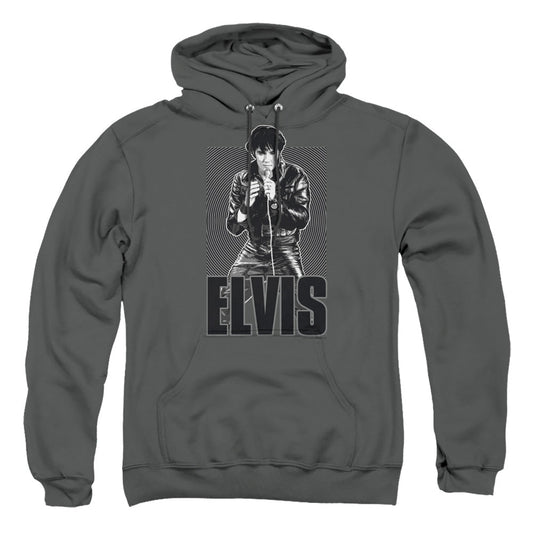 Elvis Presley Leather Mens Hoodie Charcoal