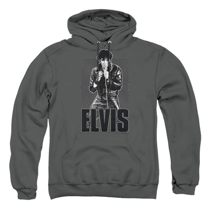 Elvis Presley Leather Mens Hoodie Charcoal