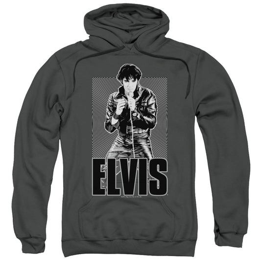 Elvis Presley Leather Mens Hoodie Charcoal