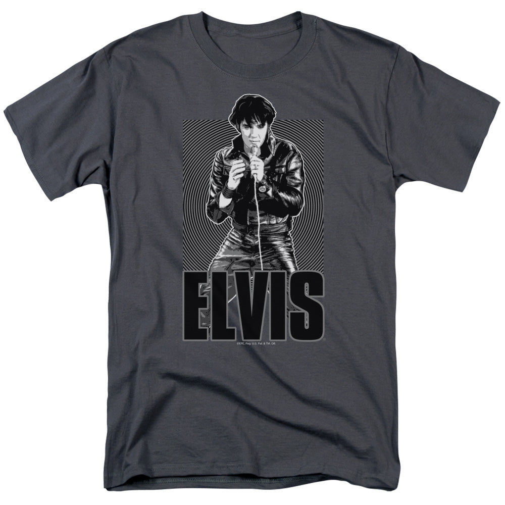 Elvis Presley Leather Mens T Shirt Charcoal