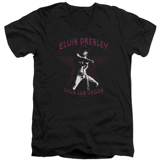 Elvis Presley Viva Las Vegas Star Mens Slim Fit V-Neck T Shirt Black