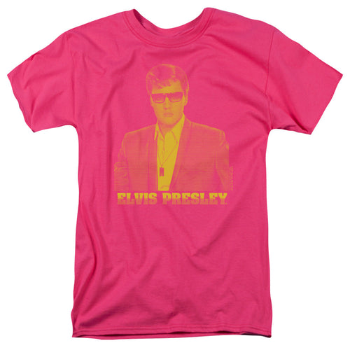 Elvis Presley Yellow Elvis Mens T Shirt Hot Pink