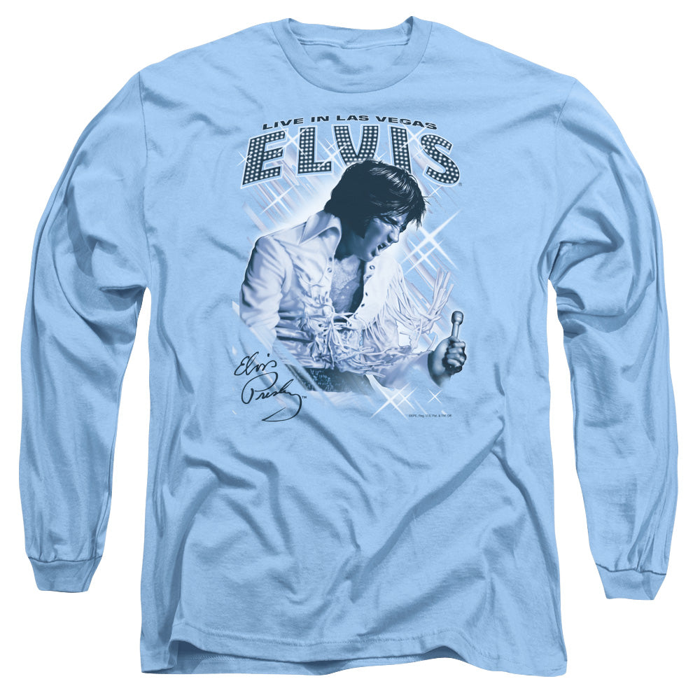 Elvis Presley Blue Vegas Mens Long Sleeve Shirt Carolina Blue Officially Licensed